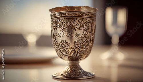 Close up of an ornate wine chalice antique elegance generated by AI