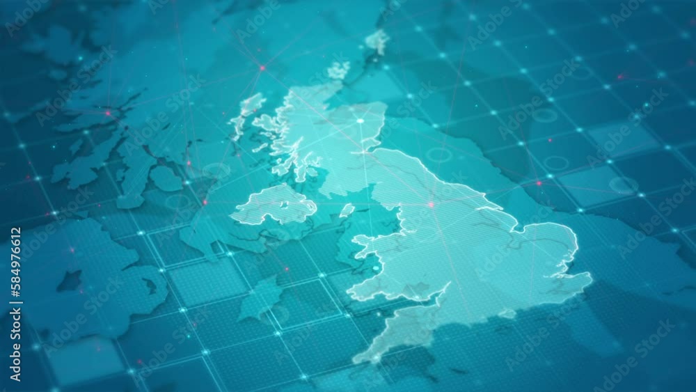 United Kingdom Map Digital Cyber Background