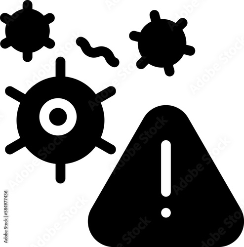 The dangerous virus icon, symbolizing the threat of infectious disease. The icon is commonly used to warn of the presence of a harmful pathogen or contagion in the environment