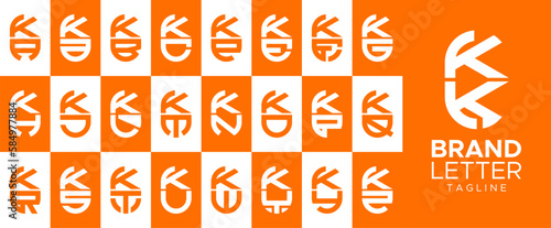 Minimalist capsule tube letter K KK logo design set