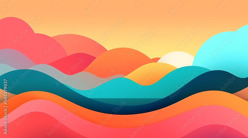 Colorful Summer background layout banners design. Horizontal poster, greeting card, header for website. generative ai