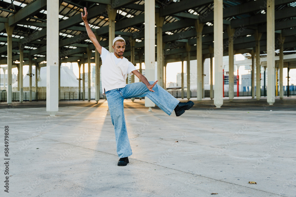 Male Dancer Practicing And Dancing Outdoors Male Dancer Practicing And Dancing Outdoors