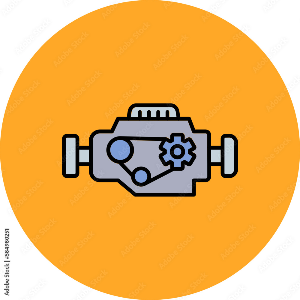 Engine Multicolor Circle Filled Line Icon Engine Multicolor Circle Filled Line Icon