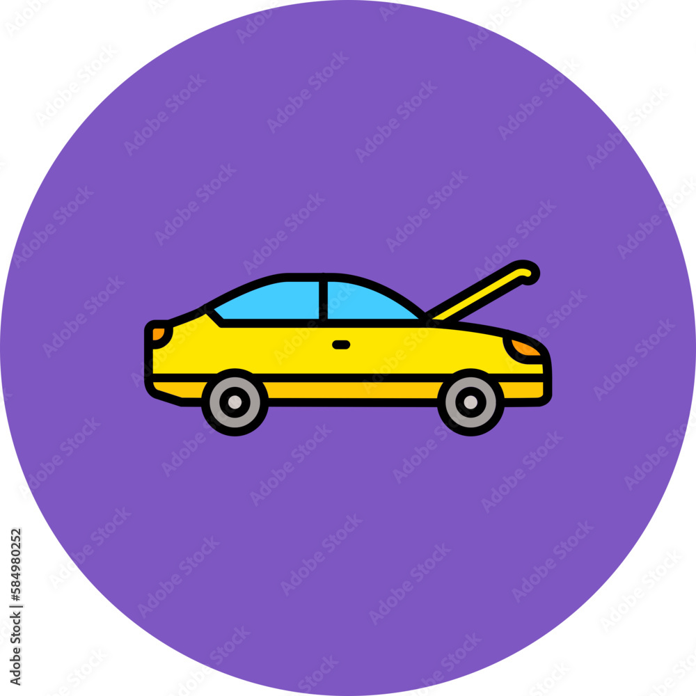 Hood Open Multicolor Circle Filled Line Icon