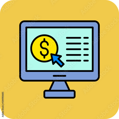 Pay Per Click Multicolor Round Corner Filled Line Icon
