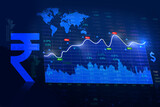 Indian rupee background concept. stock market, sales growth concept illustration, graph, world map, rupee icon