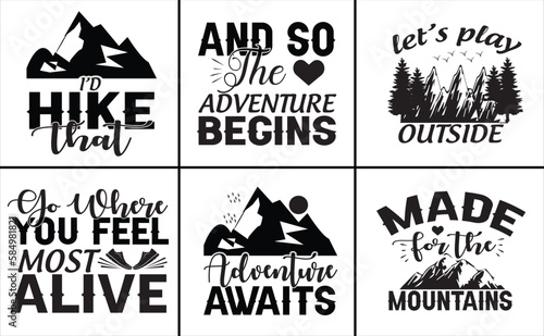 Hiking Best t shirt design bundle, Hiking t shirt design for adventure lover, Hiking and Mountain T-shirt Design