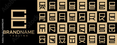 Simple square letter C CC logo design set