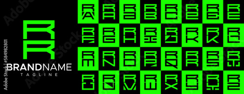 Simple square letter R RR logo design set