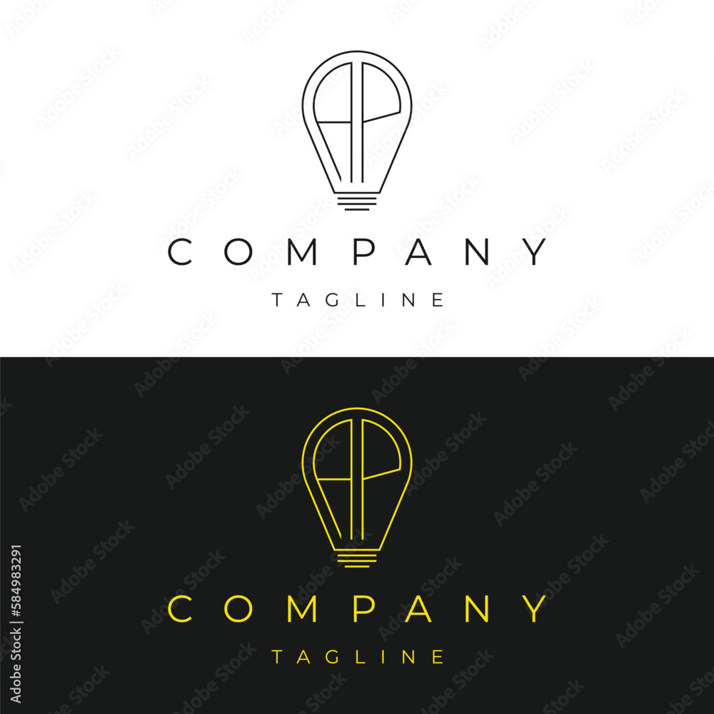 Letter AP PA initial lamp solution bulblight icon logo design vector template Letter AP PA initial lamp solution bulblight icon logo design vector template