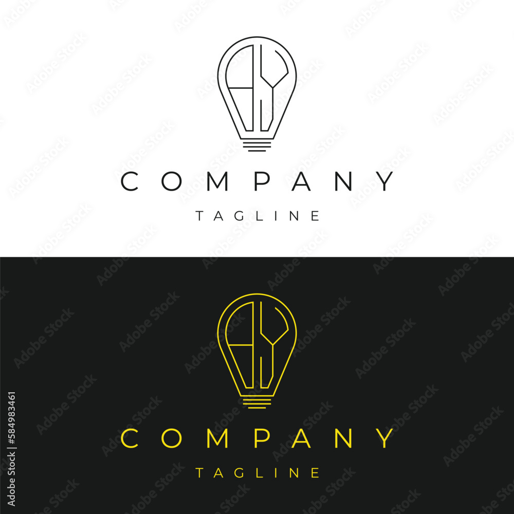 Letter AY YA initial lamp solution bulblight icon logo design vector template Letter AY YA initial lamp solution bulblight icon logo design vector template