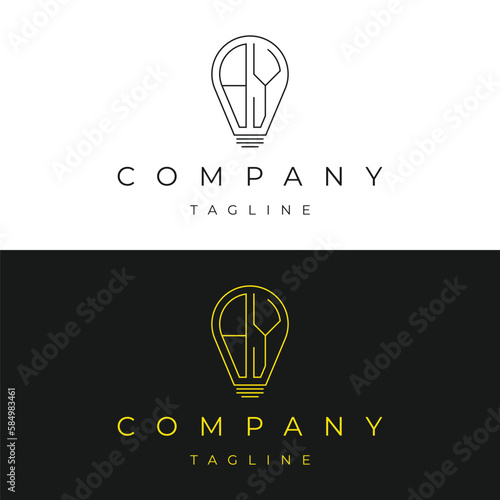 Letter AY YA initial lamp solution bulblight icon logo design vector template