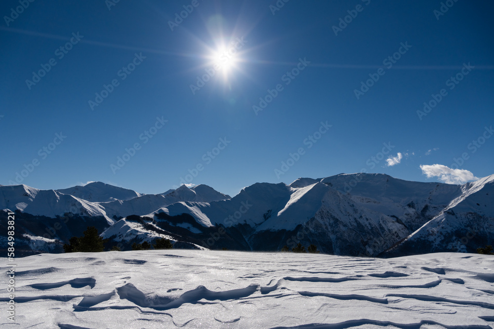The snowy Sibillini mountains Italy