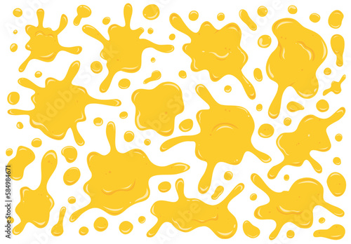 melting liquid cheese splash splatter vector food illustration element decoration on isolated white background