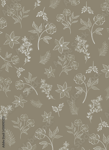 Floral print on neutral background. photo