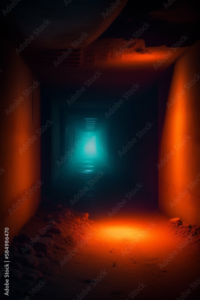 Dark underground area of an abandoned building Dark underground area of an abandoned building