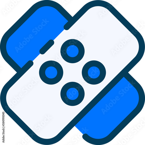 The bandage icon typically depicts a strip of white cloth wrapped around a part of the body, symbolizing a medical dressing used to cover and protect wounds