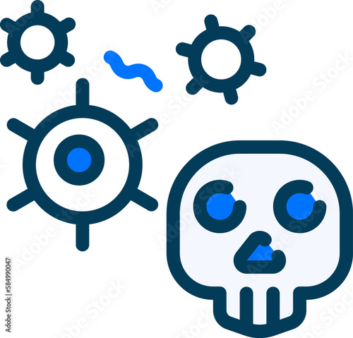 The deadly virus icon symbolizing a highly infectious and potentially fatal pathogen. The icon is commonly used to warn of the presence of a dangerous virus in the environment