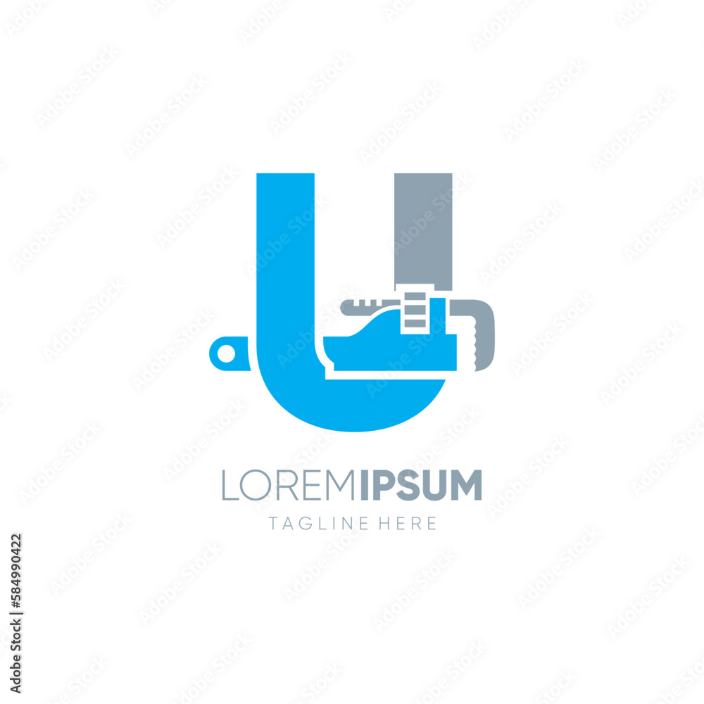 Letter U Initial Pipe Wrench Logo Design Vector Icon Graphic Emblem Illustration Letter U Initial Pipe Wrench Logo Design Vector Icon Graphic Emblem Illustration