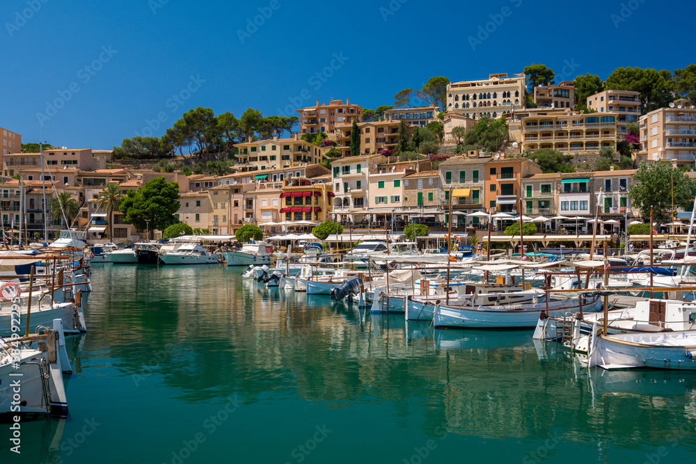 Port de Soller on Mallorca Island in the Mediterranean Sea