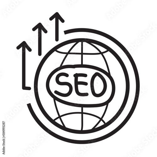 doodle SEO icon outline vector