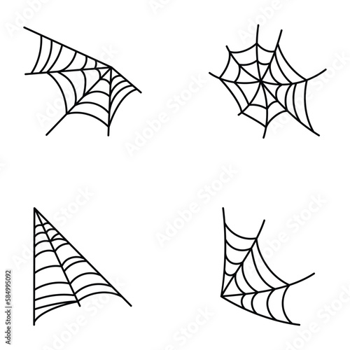 Set of Spider Cobweb Hand Drawn Vectors 

