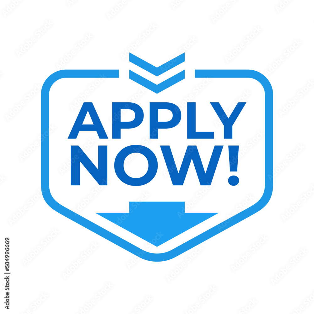 Apply Now Button, Blue Frame and Down Arrow. For Button, Icon, Stamp, Logo. Vector Illustration Apply Now Button, Blue Frame and Down Arrow. For Button, Icon, Stamp, Logo. Vector Illustration