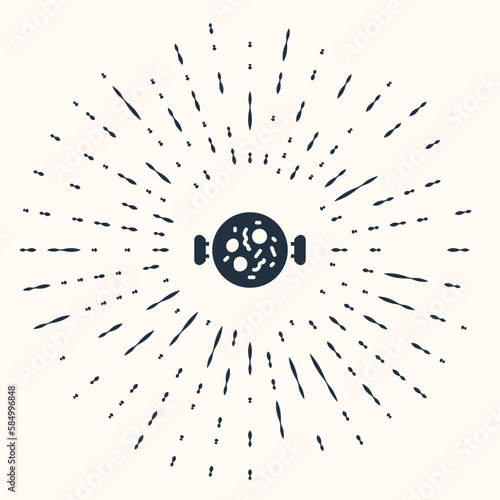 Grey Chicken tikka masala icon isolated on beige background. Indian traditional food. Abstract circle random dots. Vector