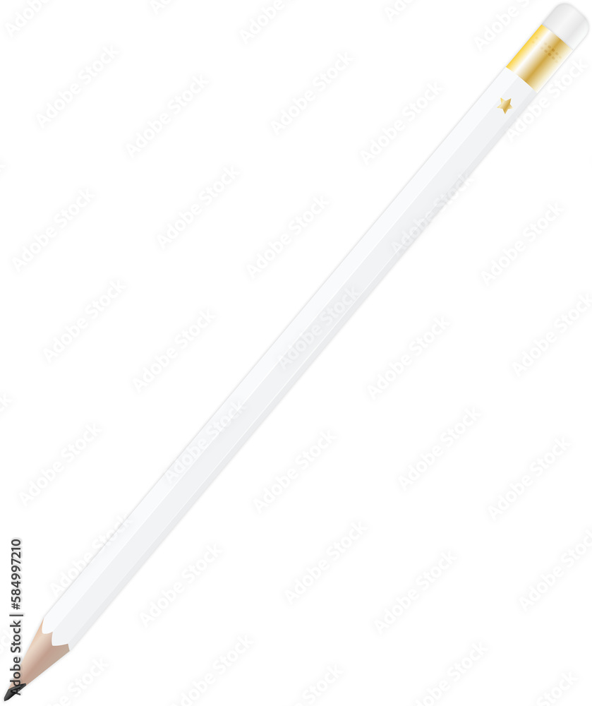 3D object stationey elegant white pencil 3D object stationey elegant white pencil