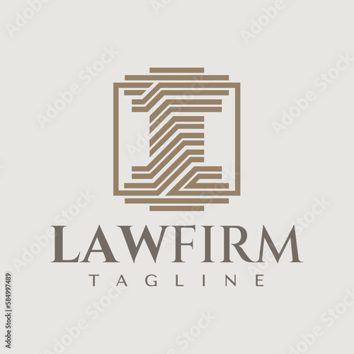 Line pillar law legal logo design vector