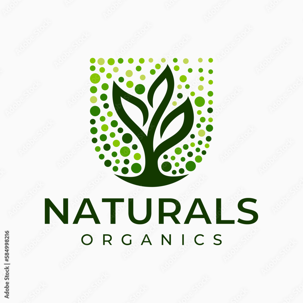 Modern nature plant shield logo design vector