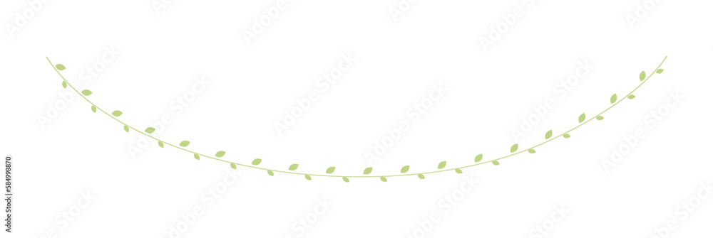 Green hanging vine garland vector illustration. Simple minimal floral botanical vine curtain design elements for spring. Green hanging vine garland vector illustration. Simple minimal floral botanical vine curtain design elements for spring.