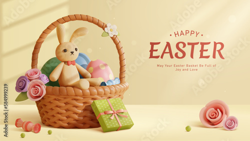 3D adorable Easter basket poster