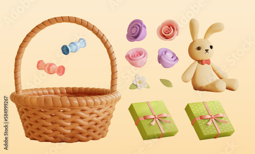 3D adorable Easter basket set