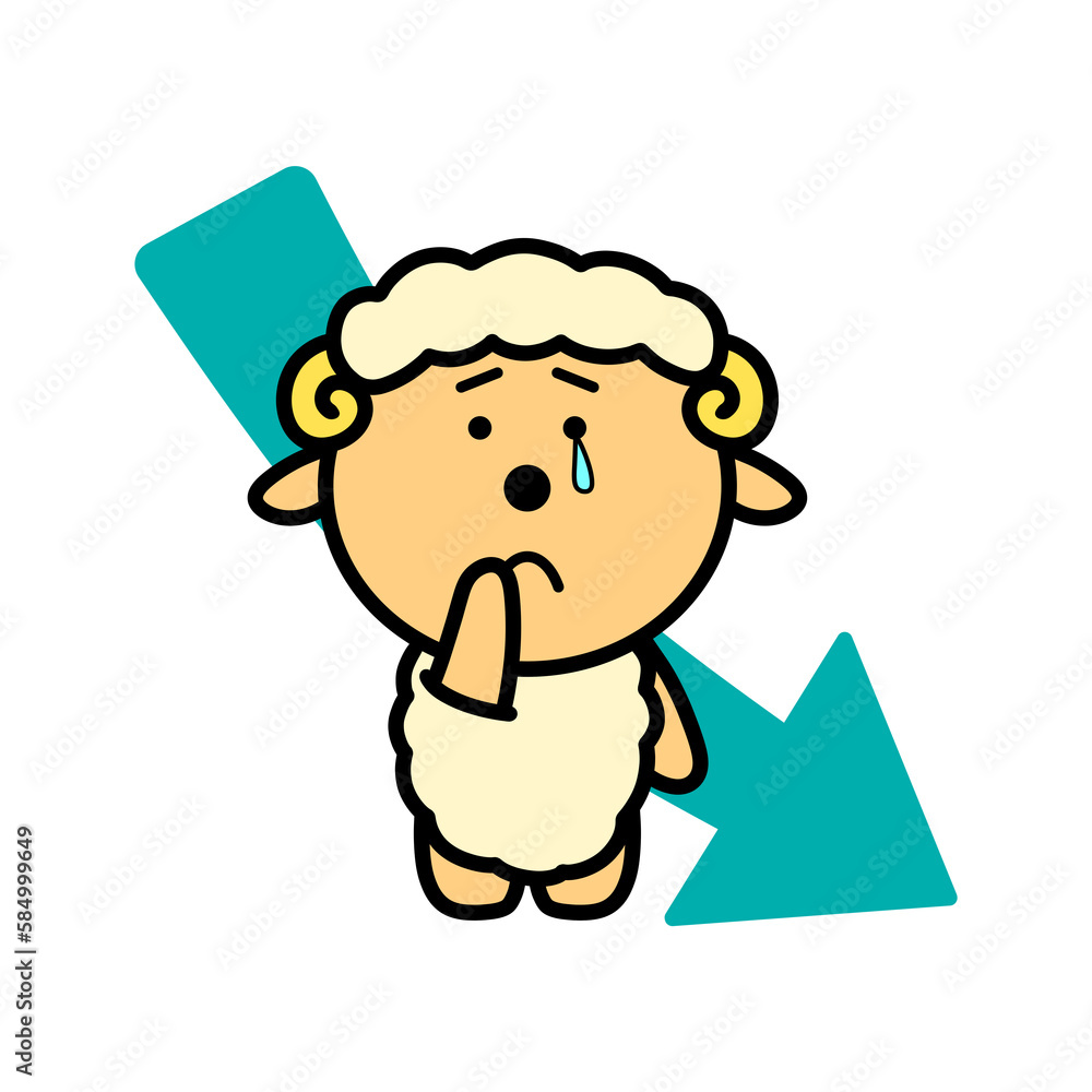 Obraz premium ひつじ 下矢印 ビジネス イラスト 