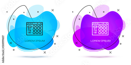 Line Drum machine icon isolated on white background. Musical equipment. Abstract banner with liquid shapes. Vector