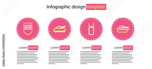 Set line Military dog tag, tank, and Chevron icon. Vector
