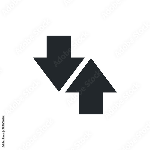 flat vector image isolated on white background, two arrows pointing at each other, business icon opposite arrows