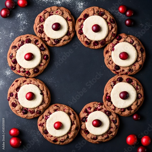 homemade delicious Cranberry Cookie, generative art by A.I.