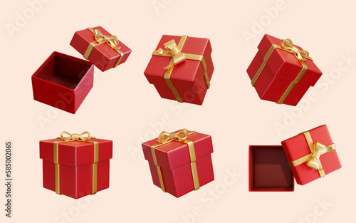 3D red giftboxes element set