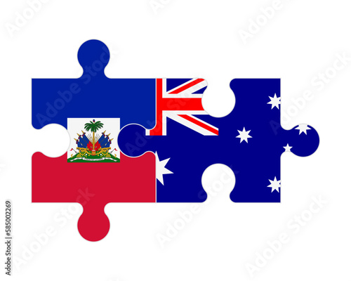Puzzle of flags of Haiti and Australia, vector