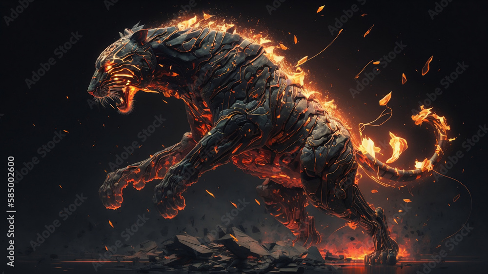 tiger on a fire (created by AI) tiger on a fire (created by AI)