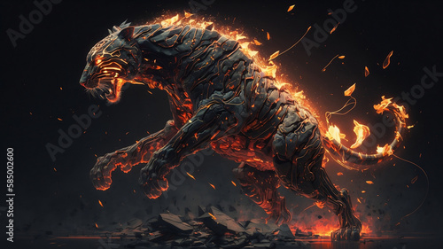 tiger on a fire  created by AI 