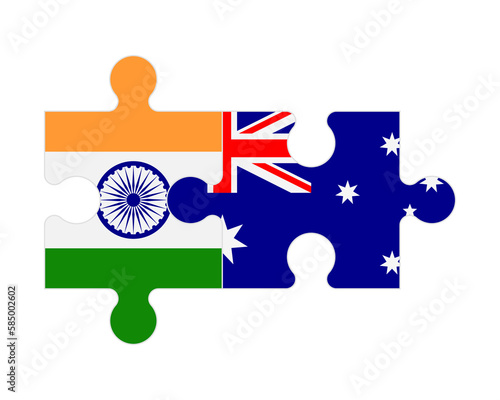 Puzzle of flags of India and Australia, vector