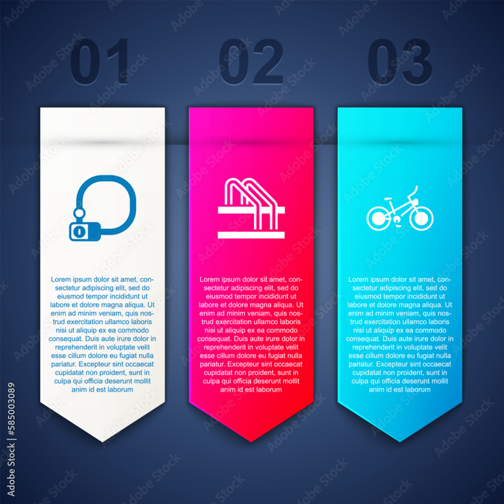 Set Bicycle lock, parking and . Business infographic template. Vector Set Bicycle lock, parking and . Business infographic template. Vector