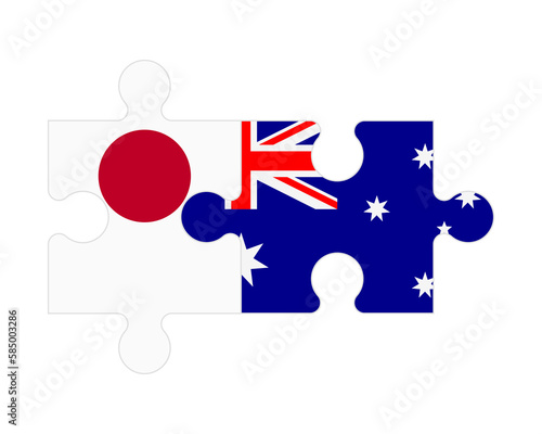 Puzzle of flags of Japan and Australia, vector