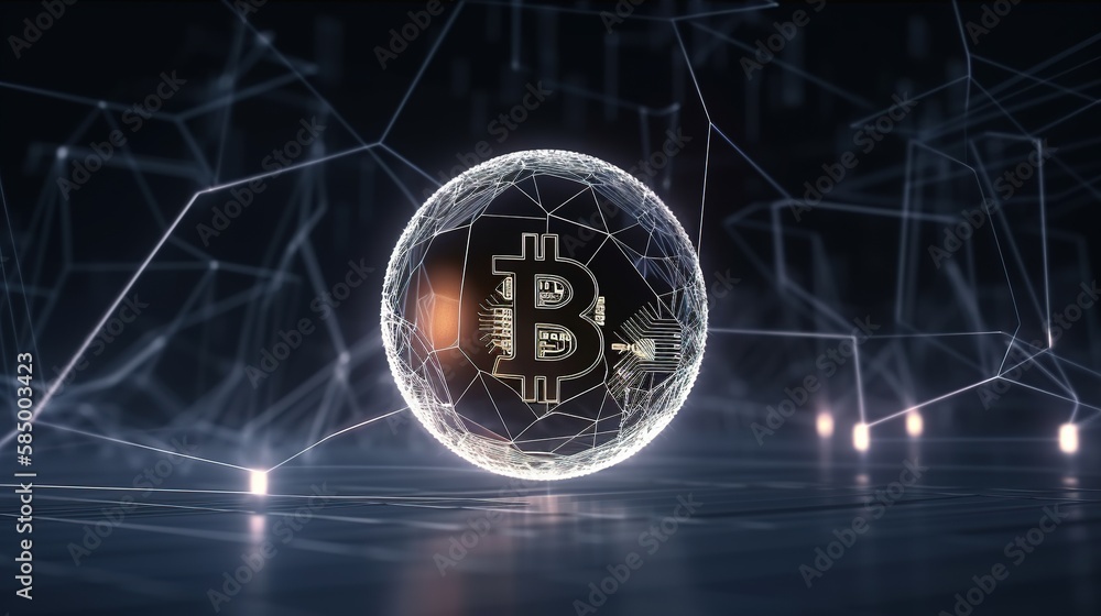 Fototapeta premium Bitcoin's Artistic Financial Network: A Creative Representation of Digital Wealth ,Financial concept the bitcoin in the background network.Generative Ai