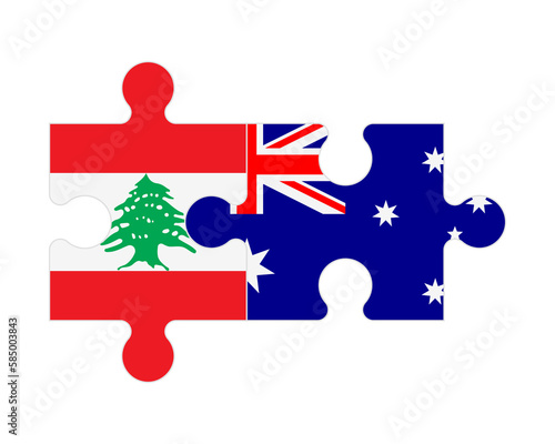 Puzzle of flags of Lebanon and Australia, vector