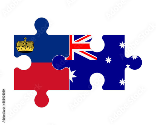Puzzle of flags of Liechtenstein and Australia, vector
