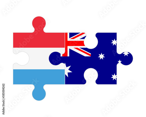 Puzzle of flags of Luxembourg and Australia, vector